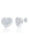 Simona Cubic Zirconia Heart Stud Earrings In Silver