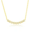 Simona Cubic Zirconia Hexagonal Curved Bar Necklace In Gold