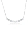Simona Cubic Zirconia Hexagonal Curved Bar Necklace In Silver