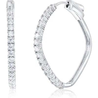 Simona Cubic Zirconia Hoop Earrings In Silver