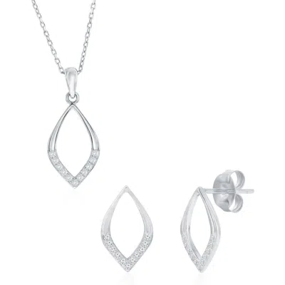 Simona Cubic Zirconia Marquise Stud Earrings & Pendant Necklace Set In Metallic