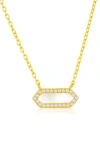 Simona Cubic Zirconia Mother-of-pearl Hexagon Pendant Necklace In Gold