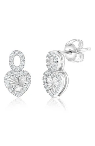 Simona Cubic Zirconia Oval Heart Stud Earrings In Silver