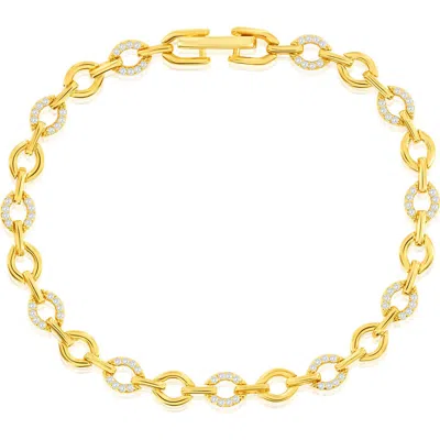 Simona Cubic Zirconia Oval Link Bracelet In Gold