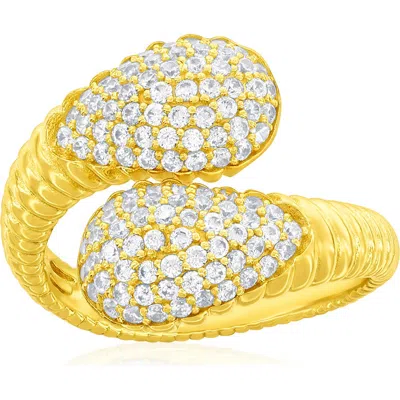 Simona Cubic Zirconia Pavé Bypass Ring In Gold
