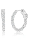 Simona Cubic Zirconia Rope Huggie Hoop Earrings In Silver
