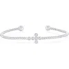 Simona Cubic Zirconia Sideways Cross Bracelet In Silver