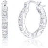 Simona Cubic Zirconia Square Hoop Earrings In Silver