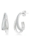 Simona Cubic Zirconia Triple Row Hoop Earrings In Silver