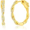 Simona Cubic Zirconia Twisted Hoop Earrings In Gold