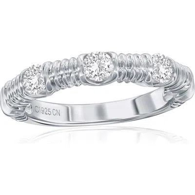 Simona Cubic Zirconia Wire Design Ring In Silver