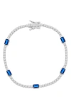Simona Cz & Lab-grown Sapphire Chain Bracelet In Sapphire