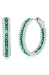 Simona Cz & Lab-grown Stone Hoop Earrings In Emerald