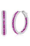 Simona Cz & Lab-grown Stone Hoop Earrings In Ruby