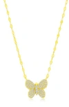 Simona Cz Butterfly Pendant Mirror Necklace In Gold