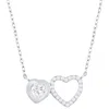 Simona Double Heart Cubic Zirconia Pendant Necklace In Silver