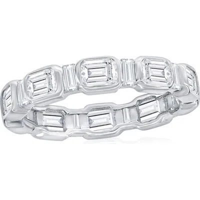 Simona Emerald Cut Cubic Zirconia Eternity Band In Silver