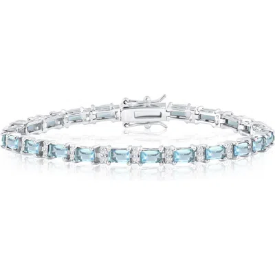 Simona Emerald Cut Cubic Zirconia Sterling Silver Bracelet In Multi