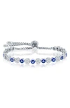 Simona Enamel Evil Eye Cz Slider Bracelet In Metallic