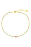 Simona Enamel Heart Cubic Zirconia Tennis Anklet In Gold