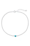 Simona Enamel Heart Cubic Zirconia Tennis Anklet In Metallic
