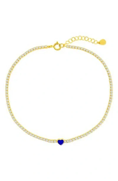 Simona Enamel Heart Cubic Zirconia Tennis Anklet In Multi
