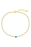 Simona Enamel Heart Cubic Zirconia Tennis Anklet In Multi