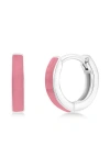 Simona Enamel Huggie Hoop Earrings In Pink
