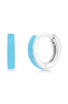 Simona Enamel Huggie Hoop Earrings In Light Blue