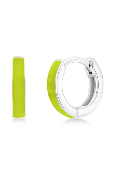 Simona Enamel Huggie Hoop Earrings In Green