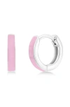 Simona Enamel Huggie Hoop Earrings In Pink