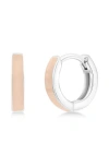 Simona Enamel Huggie Hoop Earrings In Sand
