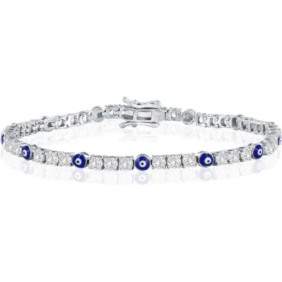 Simona Evil Eye Cubic Zirconia Tennis Bracelet In Silver