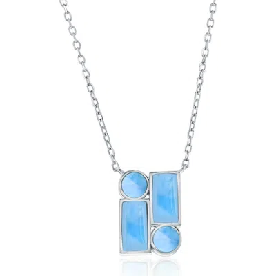 Simona Geometric Larimar Pendant Necklace In Blue