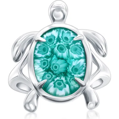 Simona Glass Turtle Ring In Turquoise