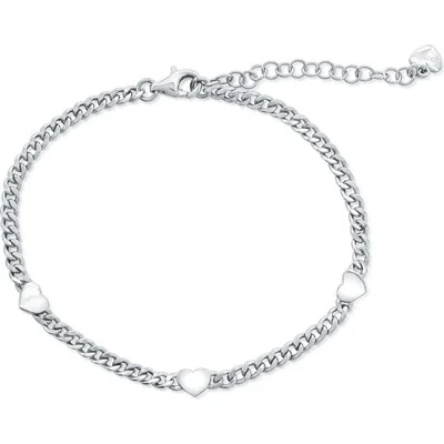 Simona Heart Cuban Chain Bracelet In Silver