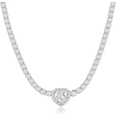 Simona Heart Cubic Zirconia Tennis Necklace
