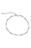 Simona Heart Figaro Chain Bracelet In Silver