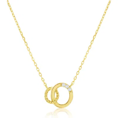 Simona Interlocking Double Ring Cubic Zirconia Pendant Necklace In Gold