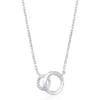 Simona Interlocking Double Ring Cubic Zirconia Pendant Necklace In Metallic