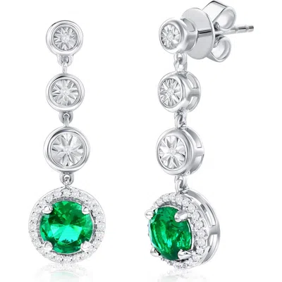Simona Lab Grown Diamond & Emerald Drop Earrings