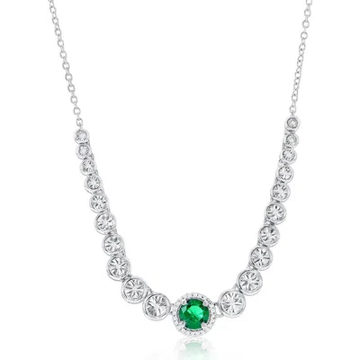 Simona Lab Grown Diamond & Sapphire Pendant Necklace In Emerald