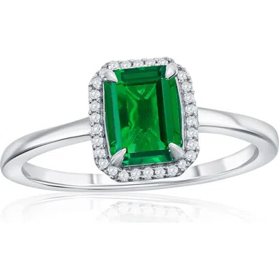 Simona Lab Grown Emerald Diamond Halo Ring