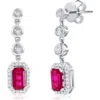 Simona Lab Grown Ruby & Diamond Drop Earrings In Ruby