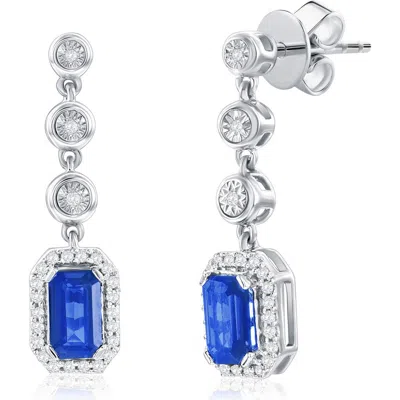 Simona Lab Grown Ruby & Diamond Drop Earrings In Sapphire