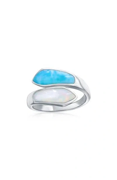 Simona Larimar & Mother-of-pearl Bypass Ring In Silver
