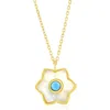 Simona Larimar & Mother-of-pearl Flower Pendant Necklace In Blue/gold