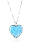 Simona Larimar Heart Beaded Pendant Necklace In Silver
