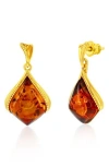Simona Marquise Cut Amber Drop Earrings In Gold