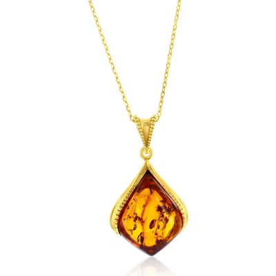 Simona Marquise Cut Amber Pendant Necklace In Gold